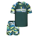 Boys Rash Vest Kids Swimming Costume with Board Shorts Short Sleeve Boys Swim Top Kids Swimsuit Set Age 5-6 Years