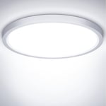 NIBSHOOM Plafonnier LED, 18W Luminaire Plafonnier Étanche IP44 Blanc Froid 6500K 1800LM, Lampe LED Chambre, Plafonnier Rond de 22cm Pour Chambre à Coucher Salle De Bain Salon Cuisine Bureau