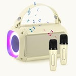 COZHYESS Machine de Karaoké avec 2 Micro sans Fil, Haut-Parleur Bluetooth ou Portable Karaoke Machine, avec Magique Voix Change, Mode Accompagnement, Rechargeable, pour Fête et Voyage