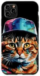 Coque pour iPhone 11 Pro Max Chat Casquette Snapback Colorée Drôle Animaux Motif Imprimé