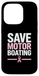 Coque pour iPhone 14 Pro Save Motor Boating Soutien contre le cancer du sein Rose Amour Hommes Femmes