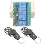 DieseRC Commutateur de télécommande de relais sans fil DC 12V 24V 4 canaux 433Mhz RF 4CH Module récepteur de relais avec 2 émetteurs, télécommande, pour lumières, porte de garage, moteur, bricolage