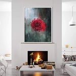 The Red Rose Impressionist Flowers Fine Art Print 50x70cm