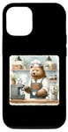 Coque pour iPhone 15 Pro Bear As Barista In Cozy Shop. Machine à expresso pour café latte