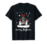 Funny Cat Merry Fluffmas Santa Hat Cat Mom Christmas Gift T-Shirt