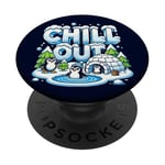 Antarctique Pingouin Lover Chill Out Cute Winter Pingouin Igloo PopSockets PopGrip Adhésif