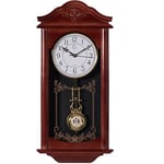 Quickway Imports Horloge Murale Vintage en Bois de Grand-père – Aspect Plastique Antique pour décoration de Salon, Cuisine, Bureau ou Salle à Manger, Support Mural Silencieux à Piles, Grande Taille,