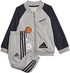 adidas I Coll Mix Ts Tracksuit - Top: Medium Grey Heather/Black/White Bottom: Medium Grey Heather/Black, 0-3m