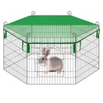 EUGAD Enclos pour Lapins, Parc pour Petits Animaux, Cage Extérieure, Clôture avec Couverture en Filet, Porte, Piquets, 6 Panneaux de 56x56 cm, en Fil de Fer, Intervalle 3 cm, Noir, 0014TSL