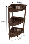 Plastic Corner Storage Shower Rack 3 Tier Shelf Organiser Kitchen Bathroom Brown