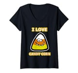 Womens I Love Candy Corn Funny Halloween Costume Trick Or Treating V-Neck T-Shirt