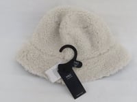 LADIES MARKS AND SPENCER NATURAL FAUX FUR AND KHAKI REVERSIBLE HAT SIZE S/M