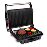 alpina Gril de contact - 230 V/1000 W - Appareil à croque-monsieur - Barbecue Panini - Légumes, pain et viande - Revêtement anti-adhésif - Bac d'égouttement - Noir/rouge