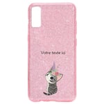 Coque Iphone XR paillettes rose Chat licorne personnalisee