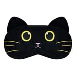 Mezeic Sleep Eye Mask, Cartoon Cat Eye Mask Soft Plush Eye Mask for Sleeping Travel Blockout Sleeping Masks Eye Cover Novelty Cute Animal Eyeshade for Kids Girls Children Adult (Black Cat-2)