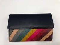 PAUL SMITH SWIRL Women's Navy Medium Zip Pouch multi stripe Leather PURSE