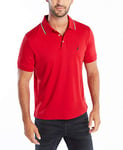 Nautica Men's Classic Fit Short Sleeve Dual Tipped Collar Polo Shirt Red, Large