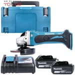 Makita DGA452 18v 115mm Angle Grinder With 2 x 6Ah Batteries, Charger & Case