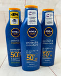 Nivea Protect & Moisture Moisture Lock Sun Lotion SPF 50+Very High 3 x 200ml