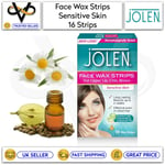 Jolen 16 Face Wax Strips Hair Remover For Upper Lip, Chin, Brows Sensitive Skin