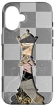 Coque pour iPhone 16 Jeu d'échecs Gambit Marbling Queen Échiquier à carreaux