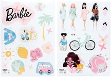 Paladone Stickers muraux personnalisés sous licence officielle Barbie pour chambre d'enfant - Réutilisables - Décoration murale pour salle de jeux - Comprend les amis emblématiques de Barbie, lettres,