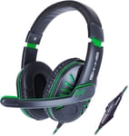 Gx-H5 Casque Gaming Avec Microphone Rotatif Pour Ps5, Ps4, Xbox, Pc, Switch - Bandeau Souple Réglable, Contrôleur De Volume Avec Câble Tressé, Câble Répartiteur Inclus (Vert)[VID063379]