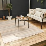 THE RUGS Rainbow Collection Outdoor Rug - Easy to Clean, Waterproof Plastic Outdoor Rugs for Garden, Patio, Balcony, Camping - Vibrant Plastic Straw Rug - Threads Beige, 150x220