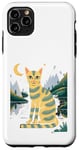 Coque pour iPhone 11 Pro Max Chat mignon Art Midnight Illustration Simple Art