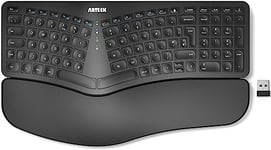 Arteck Split Ergonomic Keyboard with Cushioned Wrist and Palm Rest, 2.4G USB Wireless Comfortable Natural Ergonomic Split Keyboard, for Windows Computer Desktop Laptop