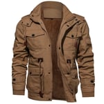 WYYSYNXB Automne Et Hiver Hommes Revers Décontractée Coton Veste Fermeture Éclair Plus Velours Épaissir Garder Au Chaud Mi-Longueur Moto Veste Manteau M-4XL Code,Marron,XXXL