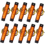 10-pack 12V 6 SMD LED-sidomarkeringsljus, främre och bakre markeringsljus för släp, lastbil, husvagn, husbil, buss, båt, traktor, gul orange