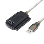 SinLoon Câble convertisseur USB vers SATA IDE USB 2.0 vers 2,5/3,5/5,2" IDE et SATA (5,8 m) Blanc