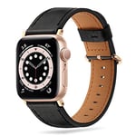 Tasikar Bracelet Compatible pour Bracelet Apple Watch 38mm 40mm 41mm, Cuir véritable Bande de Remplacement Compatible avec iWatch SE Série 9 8 7 6 5 4 3 2 1 (Noir + Adaptateur Rose Or)