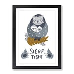 Sleep Tight Owl Typography Quote Framed Wall Art Print, Ready to Hang Picture for Living Room Bedroom Home Office Décor, Black A2 (64 x 46 cm)