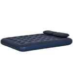 Air Bed Dubbel Luftmadrass Med Handpump & Kudde, Blå, 203X152X22Cm