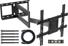 Support Mural Tv À Extra Longue Portée 850Mm Pour Écrans Plats/Incurvés Lcd/Led/Oled De 32 À 70 Pouces Jusqu'À 60 Kg, Support Tv Mural Pivotant, Inclinable Et Rotatif, Max Vesa 400X400 Mm