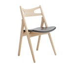 Carl Hansen - CH29P Sawbuck Chair, Vitoljad Ek, Lädergrupp C Sif - 98 - Matstolar - Hans J. Wegner - Träfärgad - Läder/Trä