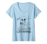 Womens Alien Gaming Playing Video Games For Geek UFO Humor V-Neck T-Shirt