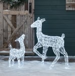 Lights4fun Christmas Outdoor Reindeer Doe & Fawn Light Up Acrylic Figures