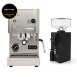 Profitec GO Brushed - Exclusive Line Inkl. Eureka Mignon Turbo Svart Espressokvarn