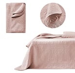 ROOM99 Leila Elegant Dusty Pink Bedspread 200 x 220 cm – Versatile Blanket as a Bed Throw or Sofa Throw, Patchwork Bedspread – Ideal as a Bed and Sofa Throw, Ideal as a