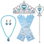 Elsa Prinsess-Set: Tiara, Stav, Handskar, Halsband & Örhängen