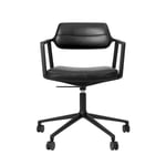 VIPP453 - Swivel+ svingbar stol m/hjul, Sort/Sort lær