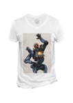 T-Shirt Homme Col V Apex Legends Pathfinder Battle Royale Jeux Video Robot