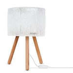 Paco Home Lampe À Poser Lampe De Chevet Lampe De Bureau Table Appoint Lampe Lecture Abat-Jour Déco Boho Osier E27, Type de lampe:Type 4, Couleur:Blanc