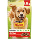 Friskies Purina Croquettes pour Chien Vitafit Active avec bœuf, 6 Sacs de 1,5 kg chacun