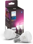 Philips Hue White and Colour Ambiance Luster Smart LED Light Bulb 2 Pack [E14 E