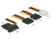 DELOCK – Power Cable SATA 15 pin plug > 3 x SATA receptacle + 1 x Molex 4 pin female 20 cm (PCB) (