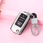 JHSOP TPU Car Key Shell Holder Remote Key Case Cover,for Volkswagen VW B5 B6 Golf 4 5 6 Jetta Mk6 Tiguan key chain keyring